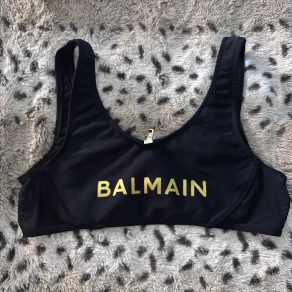 Balmain Black Bra with Gold Lettering